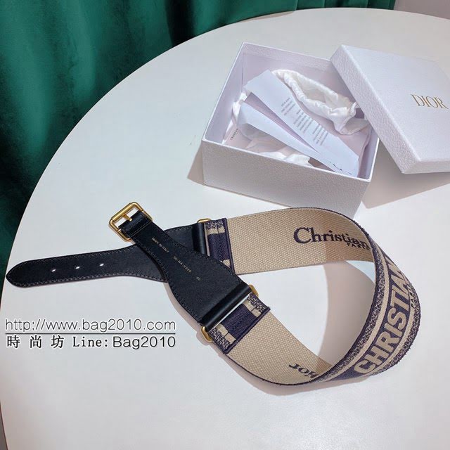 Dior女士腰帶 迪奧Christian Dior刺繡帆布皮帶  jjp1970